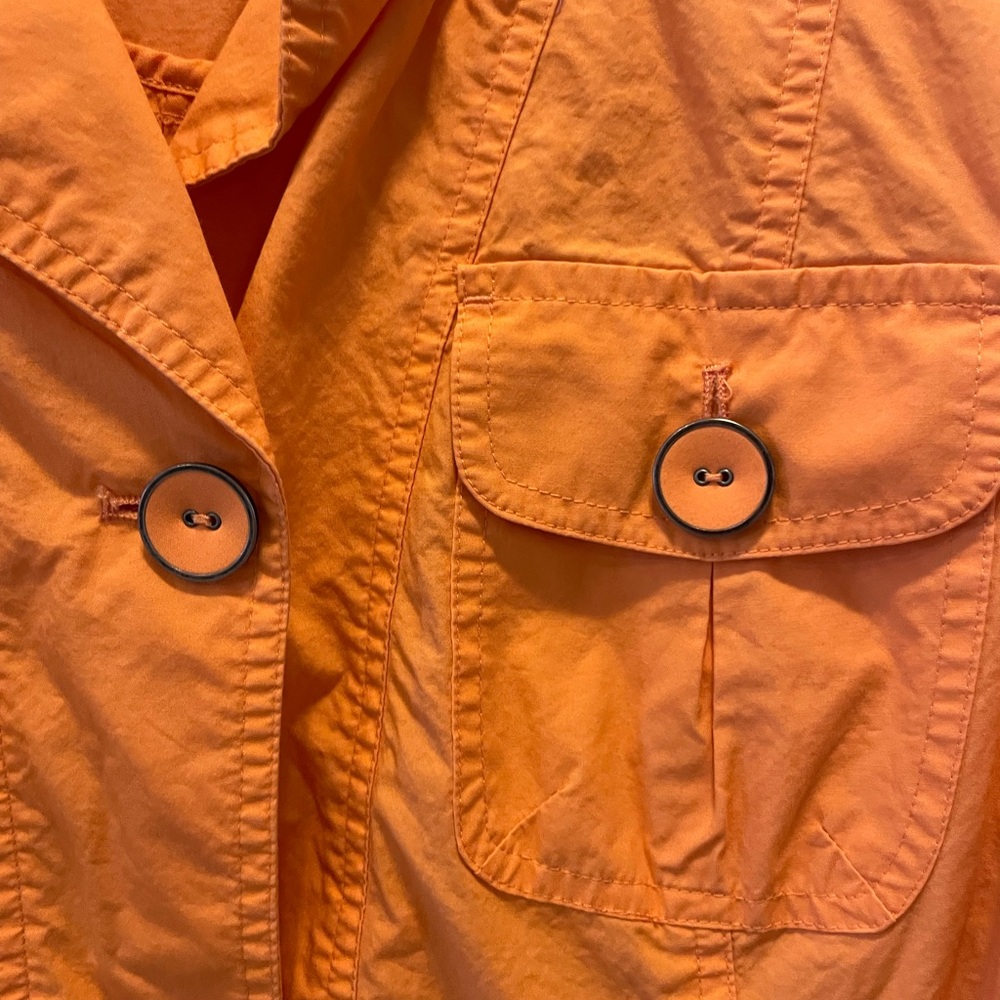 Chico’s Jacket Size 2 Button Up Pockets Orange Fa… - image 3